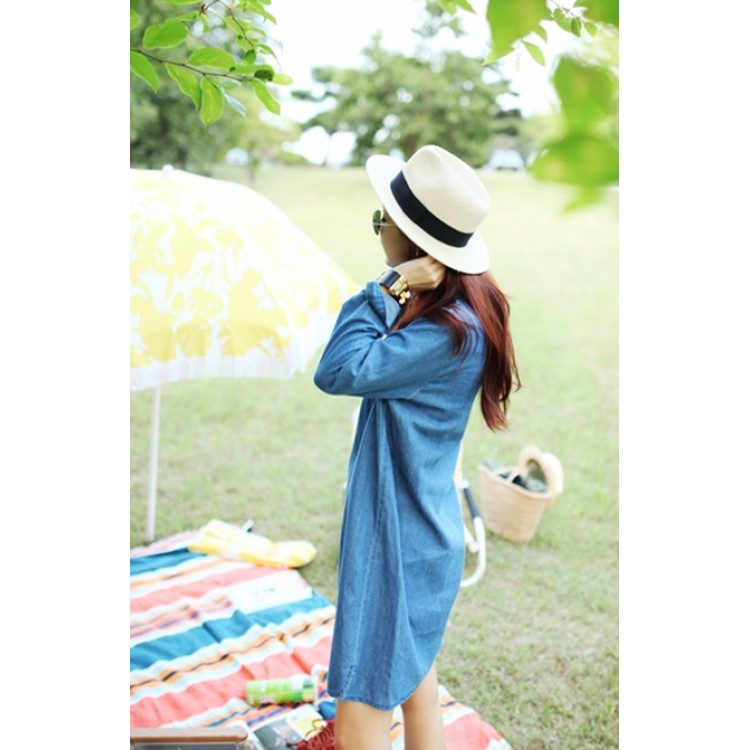 TE1393GJWL Abito in denim casual sciolto alla moda coreana-6