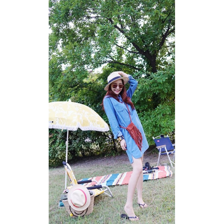 TE1393GJWL Abito in denim casual sciolto alla moda coreana-7