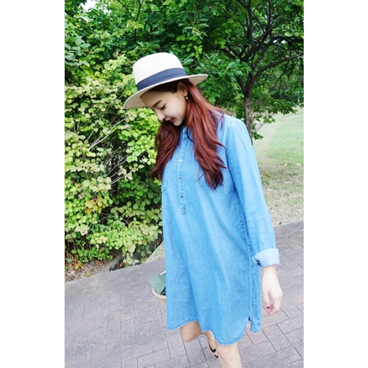 TE1393GJWL Abito in denim casual sciolto alla moda coreana-8