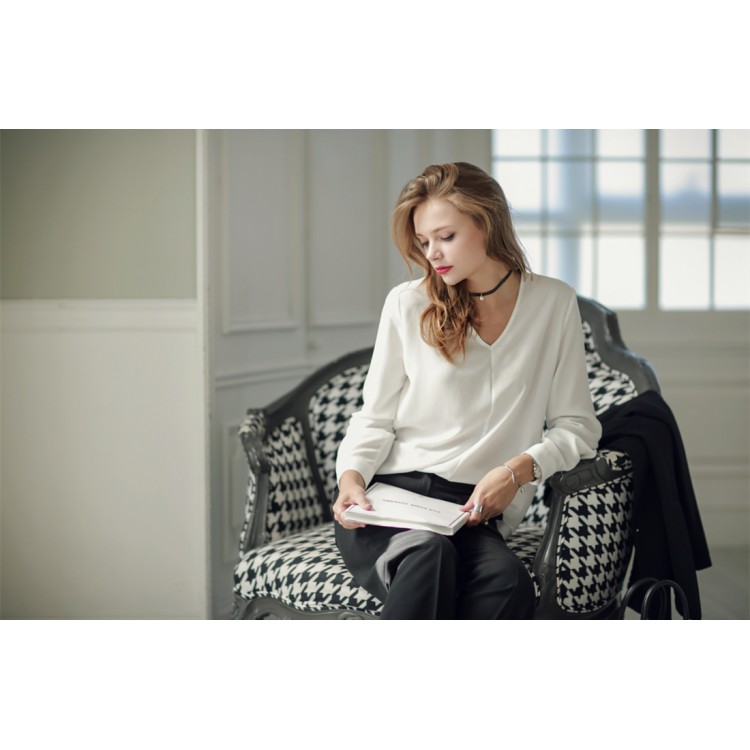 TE1404GJWL Camicia casual Euramerican fashion con scollo a V irregolare-2