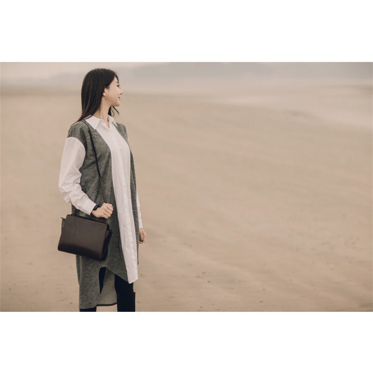 TE1407GJWL Camicia lunga casual in panno di cotone con giunture in floccato di lana-4