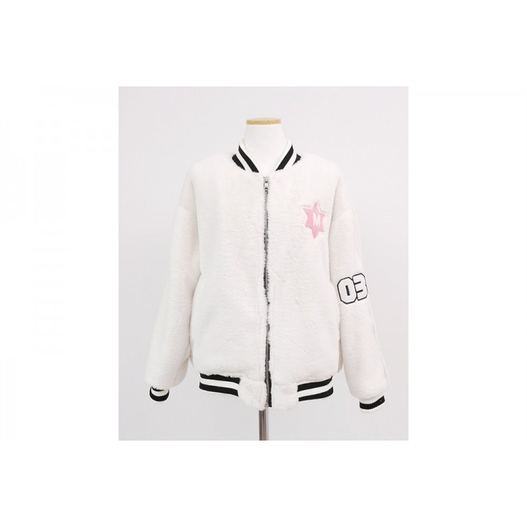 TE1411GJWL Cappotto fuzz con colletto a righe ricamate e moda coreana di nuovo stile-8