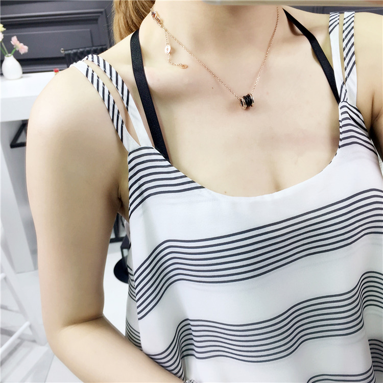 TE141YEHG Top coreani in chiffon gallus a righe-5