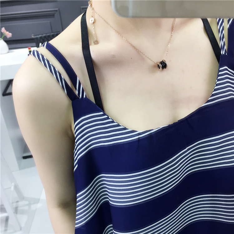 TE141YEHG Top coreani in chiffon gallus a righe-8