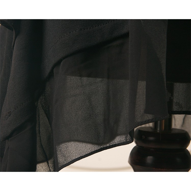 TE1424GJWL Abito irregolare con giunture in chiffon sciolto e alla moda-7