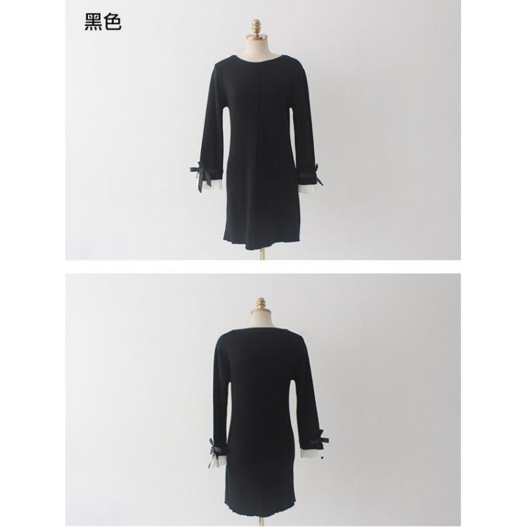 TE1426GJWL Abito decorativo con drappeggio in raso floccato di lana alla moda coreana-7