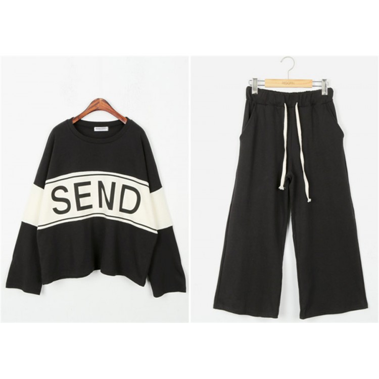 TE1508GJWL Tuta sportiva ampia con stampa di giunture casual-2