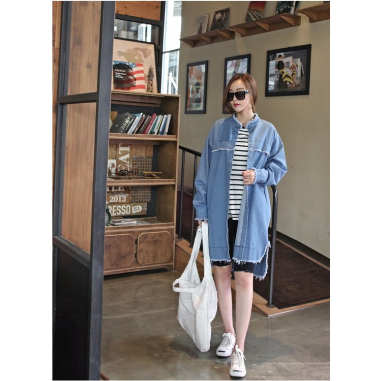 TE1515GJWL Cappotto in denim addensato irregolare con bordo in nappa alla moda-2