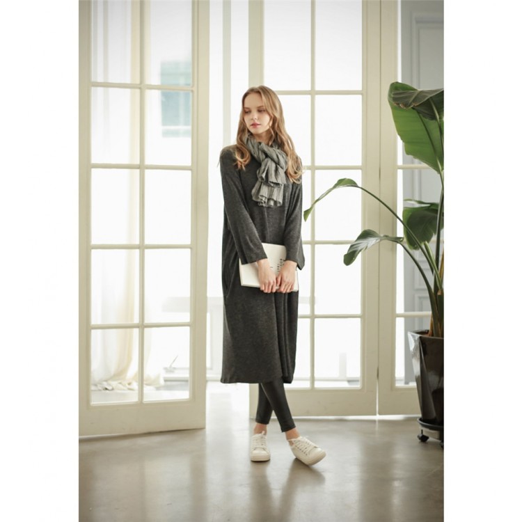 TE1520GJWL Comodo abito lungo autunno jolly in floccato di lana addensata-4