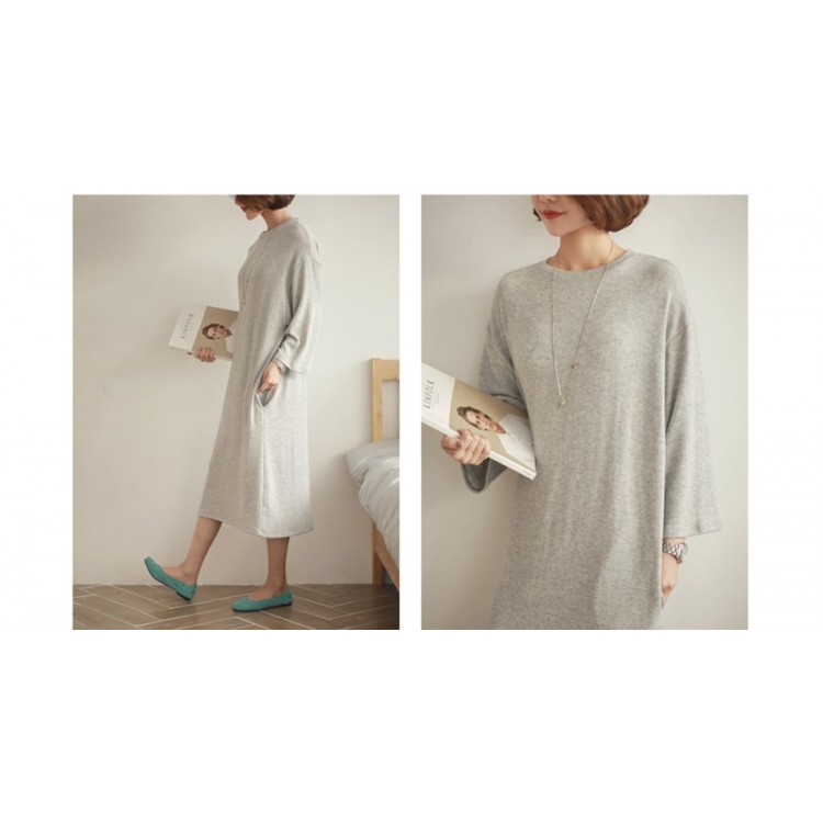 TE1520GJWL Comodo abito lungo autunno jolly in floccato di lana addensata-5