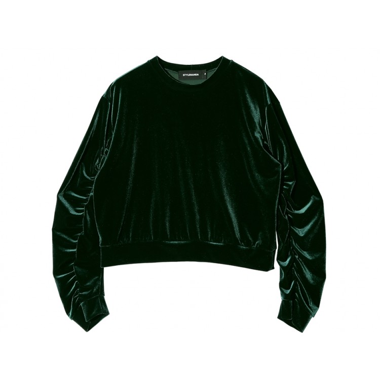 TE1534GJWL Top in velluto con maniche drappeggiate alla moda Joker-8