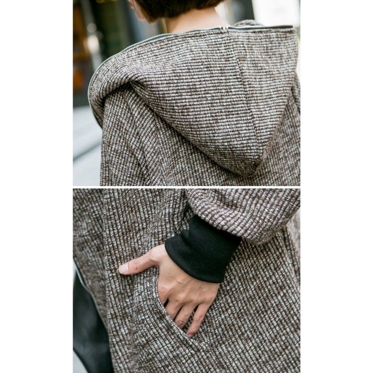 TE1536GJWL Cappotto ampio con cerniera in stile autunnale con cappuccio-7