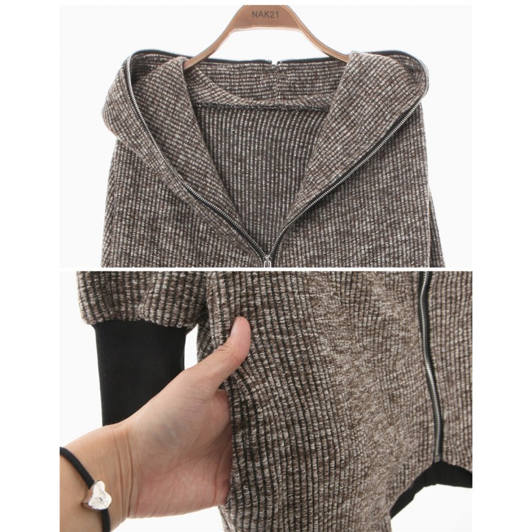 TE1536GJWL Cappotto ampio con cerniera in stile autunnale con cappuccio-8