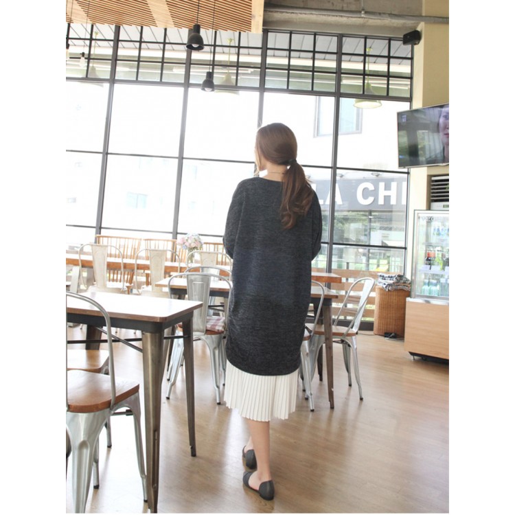 TE1556GJWL Maglione jolly ampio e casual con scollo a V irregolare-4