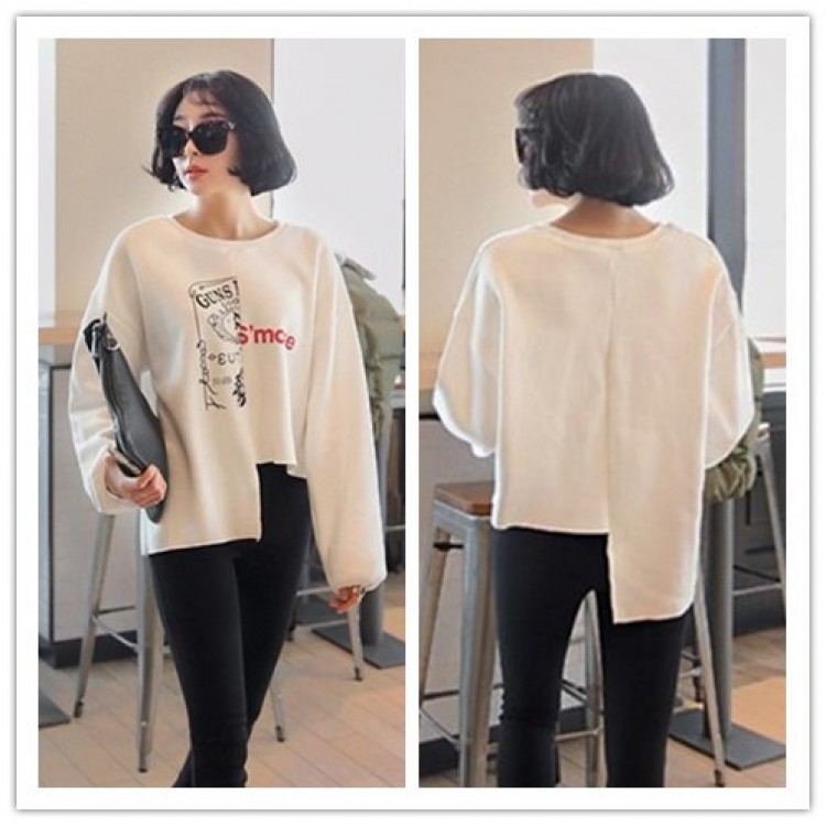 TE1561GJWL T-shirt irregolare con ricamo joker sciolto moda casual-5