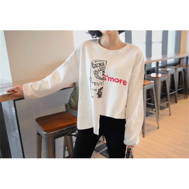 TE1561GJWL T-shirt irregolare con ricamo joker sciolto moda casual-1