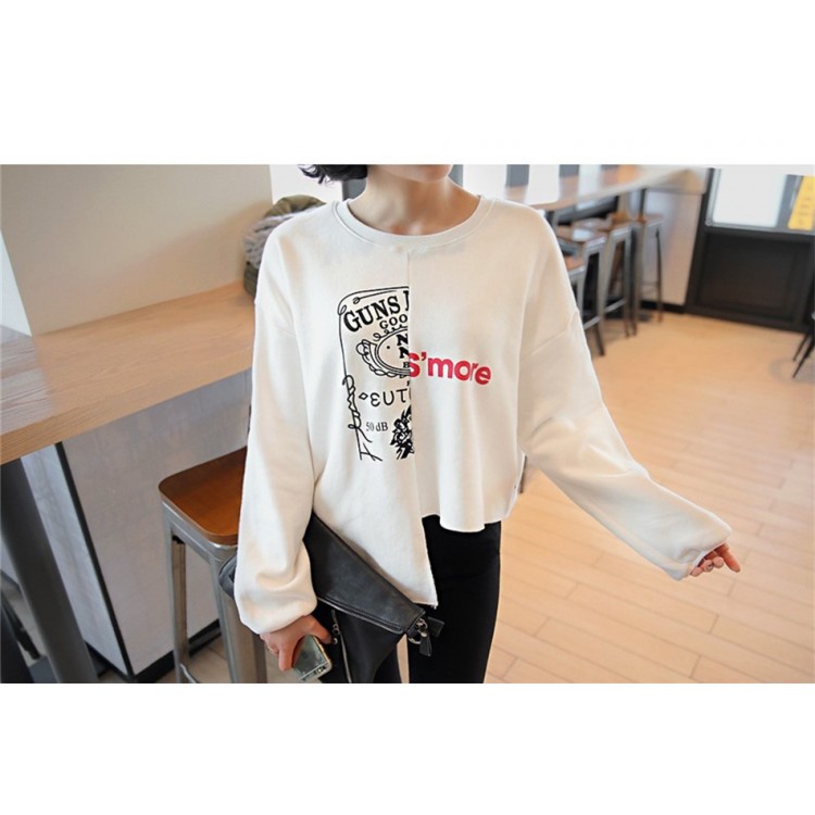 TE1561GJWL T-shirt irregolare con ricamo joker sciolto moda casual-3