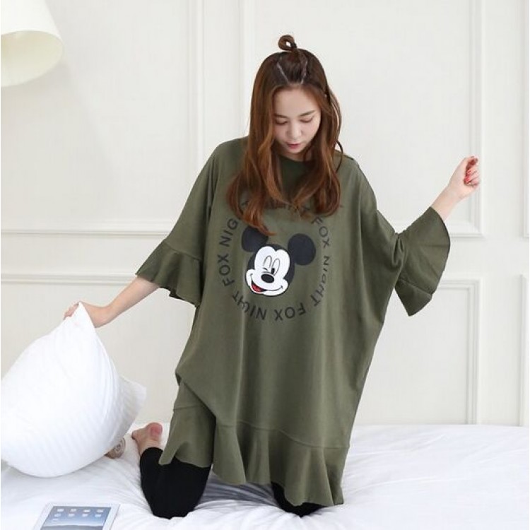 TE1562GJWL T-shirt taglie forti con stampa a balze e maniche a pipistrello-7