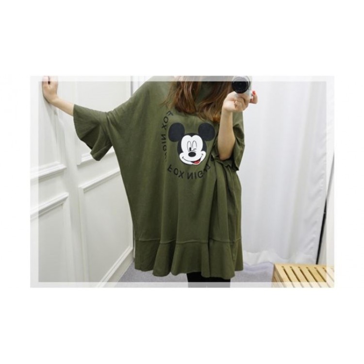 TE1562GJWL T-shirt taglie forti con stampa a balze e maniche a pipistrello-2