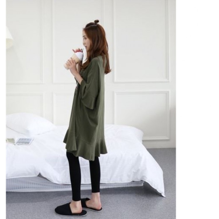 TE1562GJWL T-shirt taglie forti con stampa a balze e maniche a pipistrello-6