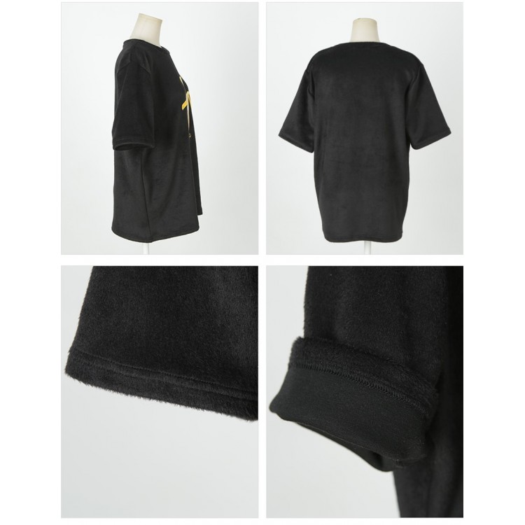 TE1564GJWL T-shirt ampia e comoda in lana di volpe argentata con ricamo a forma di banana joker-6