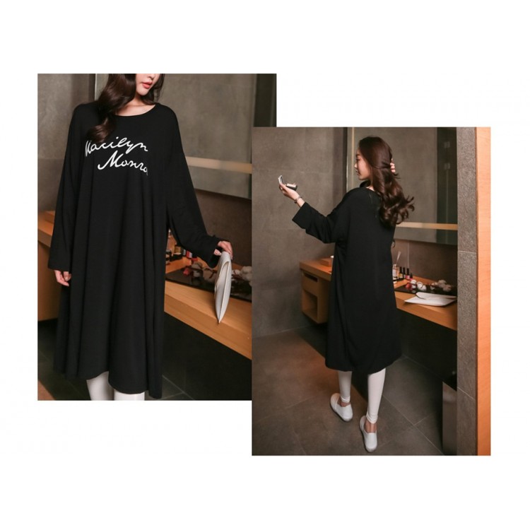 TE1565GJWL Abito lungo in puro cotone con stampa taglie forti-3