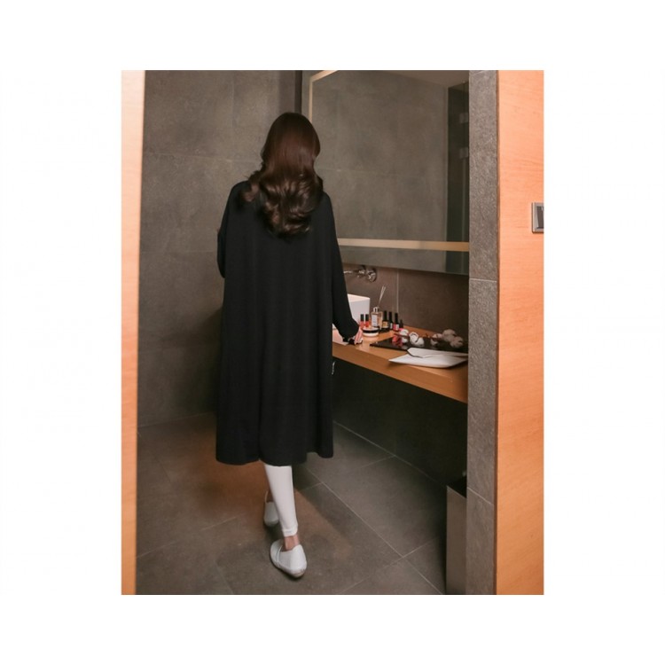 TE1565GJWL Abito lungo in puro cotone con stampa taglie forti-4