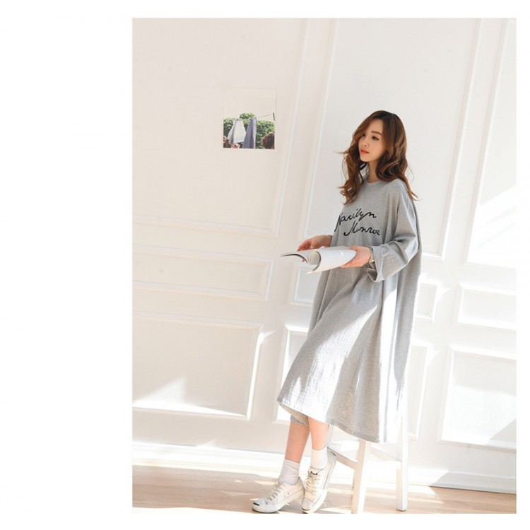 TE1565GJWL Abito lungo in puro cotone con stampa taglie forti-6