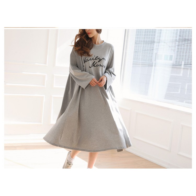 TE1565GJWL Abito lungo in puro cotone con stampa taglie forti-8