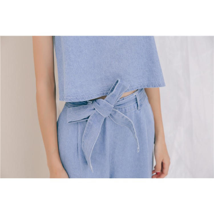 TE1586GJWL Pantaloni casual in denim con allacciatura in vita-7