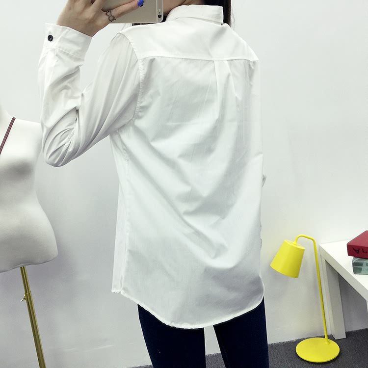 TE1650MLCS Camicia semplice con tasca con stampa gatto ricamato-4