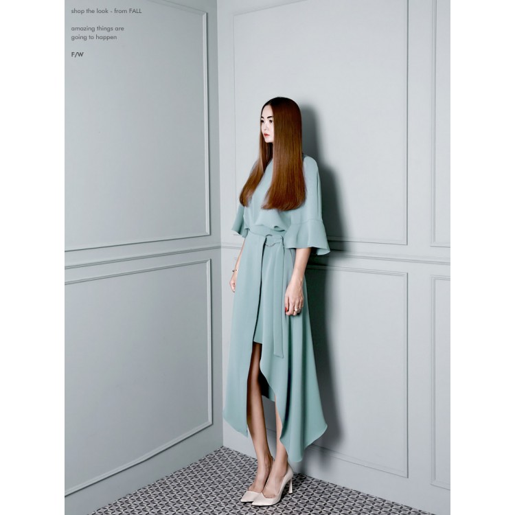 TE1685GJWL Top primaverili con maniche a pipistrello e gonna irregolare-2