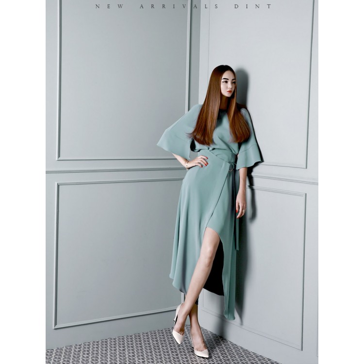 TE1685GJWL Top primaverili con maniche a pipistrello e gonna irregolare-3