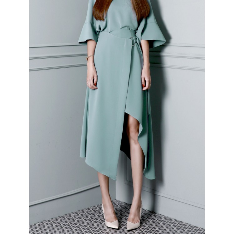 TE1685GJWL Top primaverili con maniche a pipistrello e gonna irregolare-5