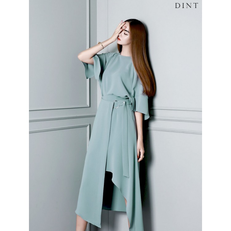 TE1685GJWL Top primaverili con maniche a pipistrello e gonna irregolare-6