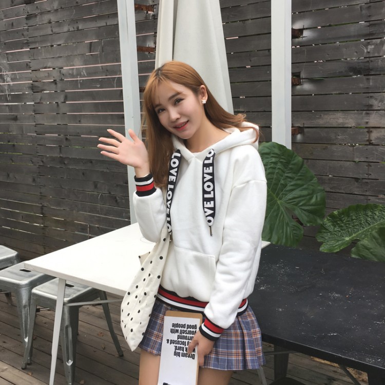 TE1701DYH Felpe casual con cappuccio joker con fodera in lana sciolta-1