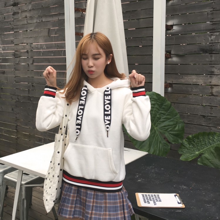 TE1701DYH Felpe casual con cappuccio joker con fodera in lana sciolta-2