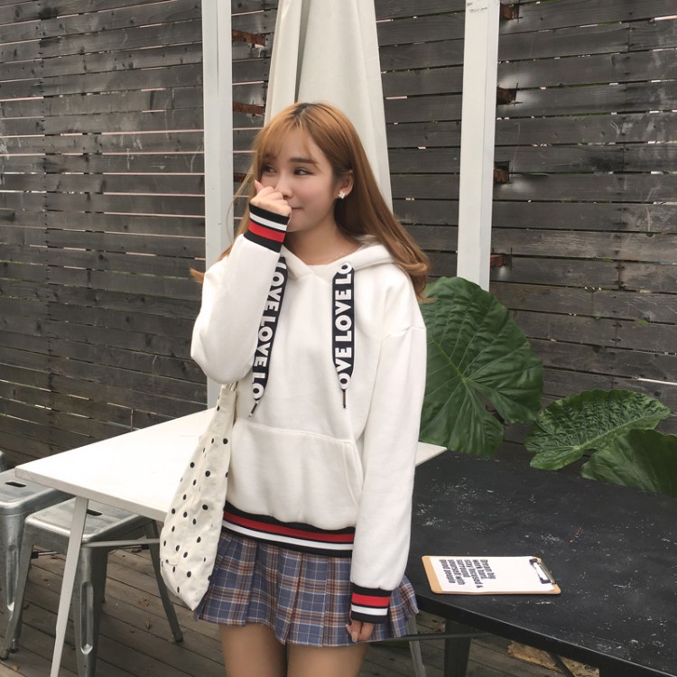 TE1701DYH Felpe casual con cappuccio joker con fodera in lana sciolta-3