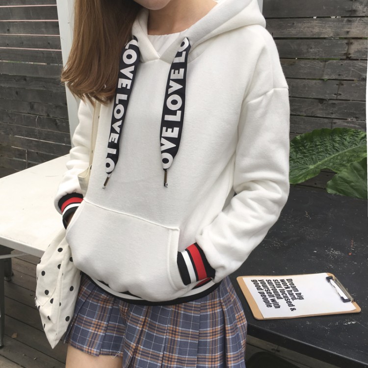 TE1701DYH Felpe casual con cappuccio joker con fodera in lana sciolta-4