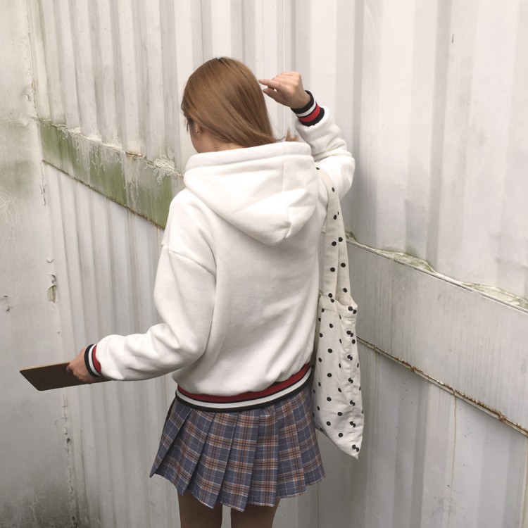 TE1701DYH Felpe casual con cappuccio joker con fodera in lana sciolta-5