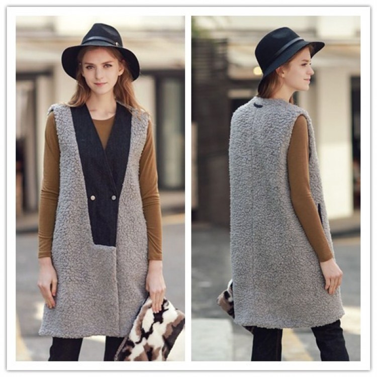 TE2145ALFS Cappotto lungo senza maniche caldo alla moda europea-7