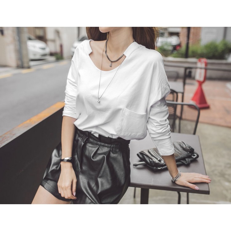 TE2151ALFS T-shirt pullover bianco puro casual alla moda-1