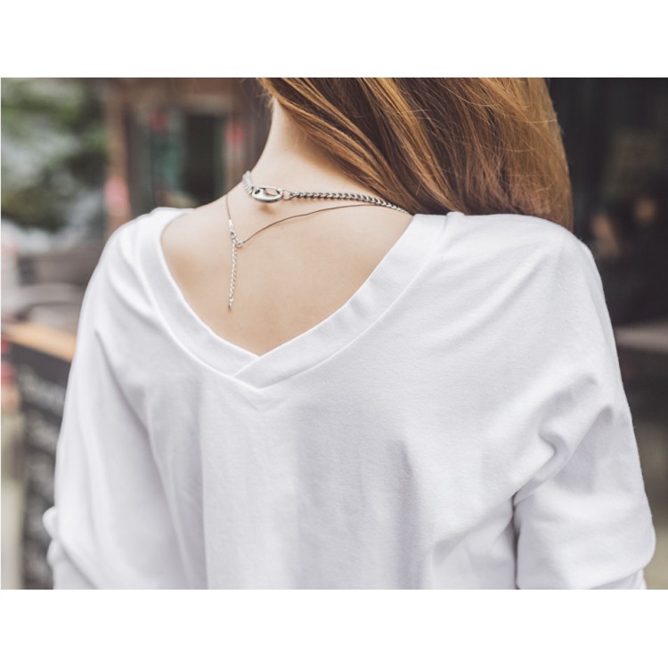 TE2151ALFS T-shirt pullover bianco puro casual alla moda-4