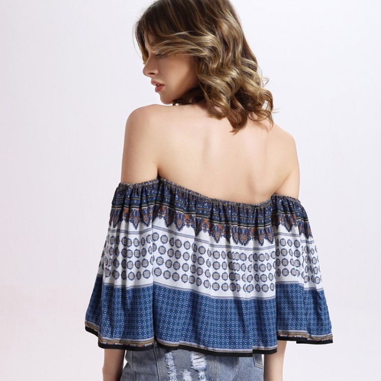 TE2153OMSS Top a balze con stampa e scollo a barchetta alla moda europea-6