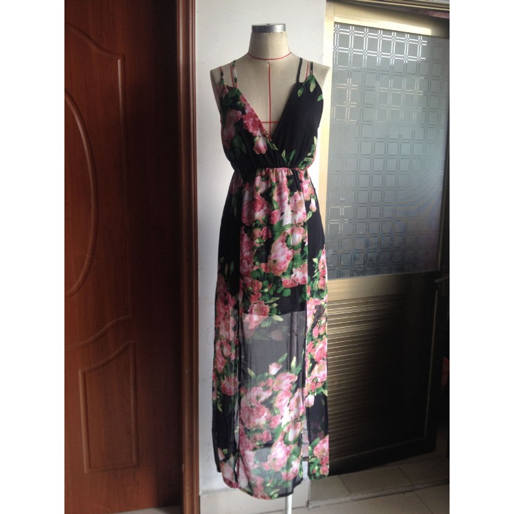 TE216WTY Abito da brivido sexy con scollo a V profondo e schiena scoperta-2