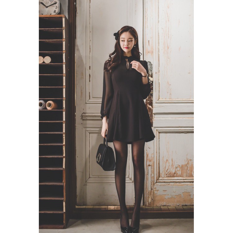 TE2183ALFS Abito primavera nuovo stile dolce e sottile in chiffon con orlo ampio-1