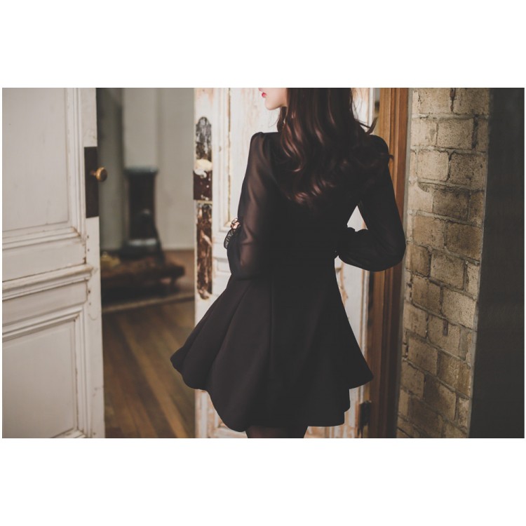 TE2183ALFS Abito primavera nuovo stile dolce e sottile in chiffon con orlo ampio-4