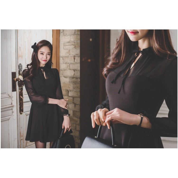 TE2183ALFS Abito primavera nuovo stile dolce e sottile in chiffon con orlo ampio-6