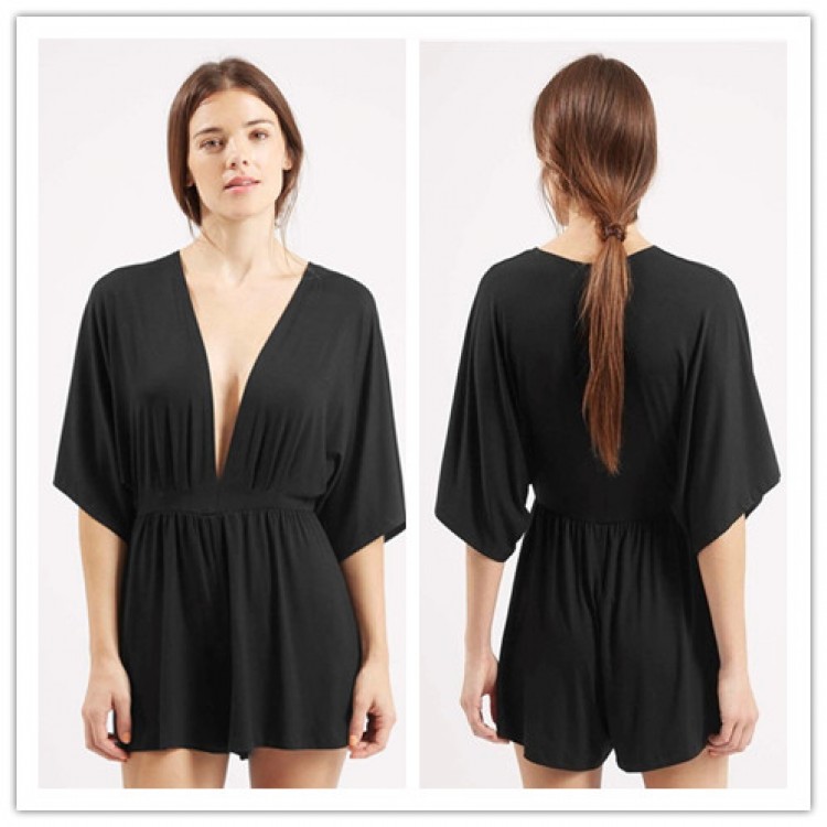 TE2215ALFS Tuta europea moda sexy con scollo a V profondo e vita sottile-5