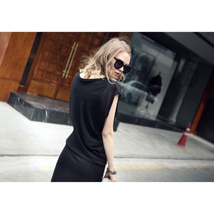 TE2216ALFS Maxi vestito slim slim in due pezzi finti alla moda europea-1